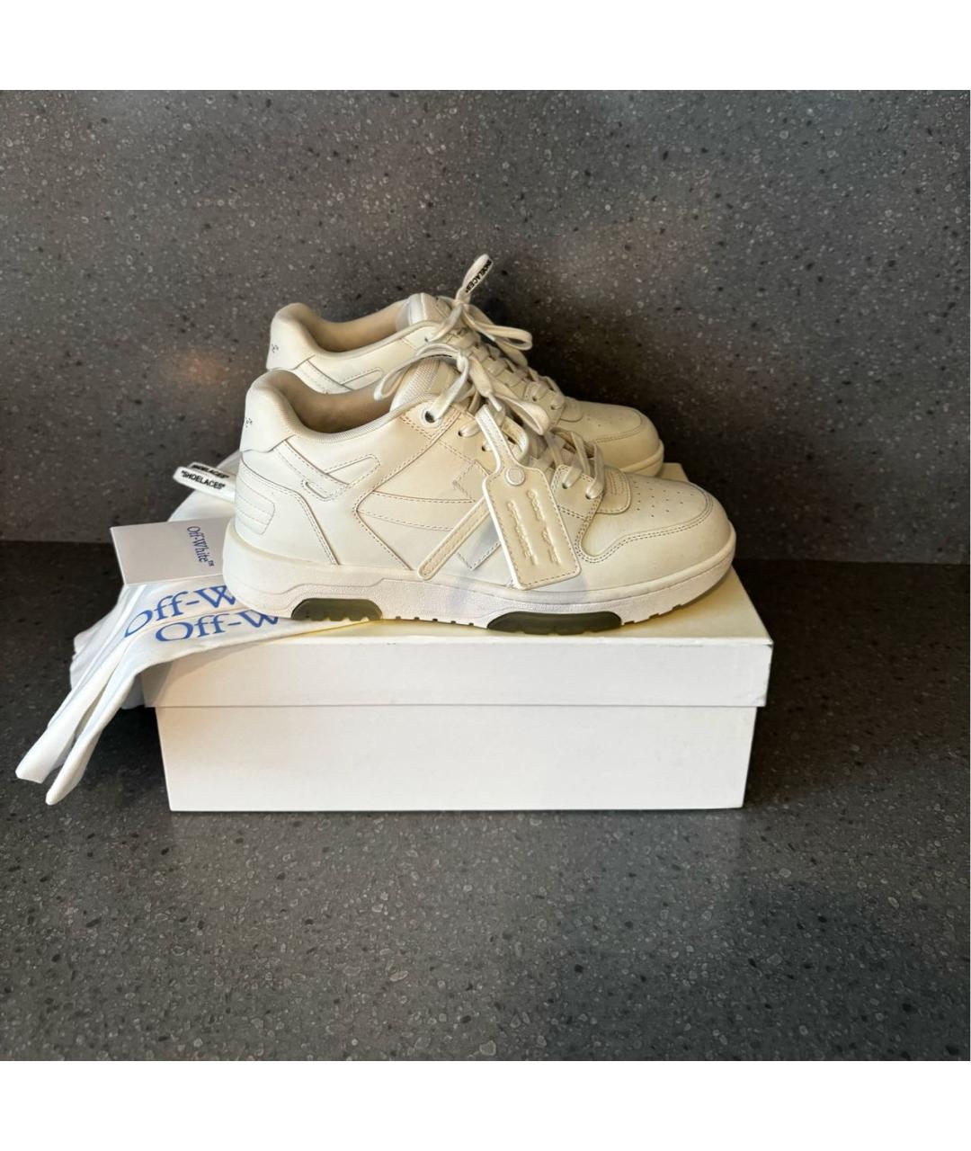 OFF-WHITE Белые кожаные высокие кроссовки / кеды, фото 2