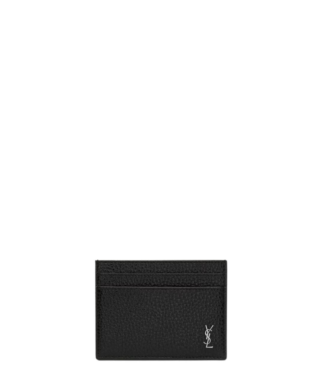 SAINT LAURENT Черный кожаный кардхолдер, фото 3