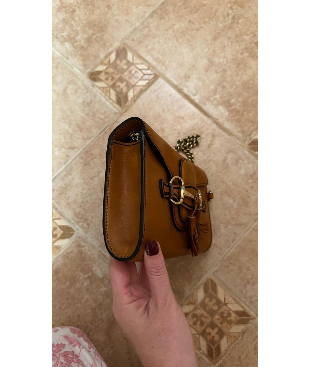 GUCCI Коричневая кожаная сумка через плечо, фото 2