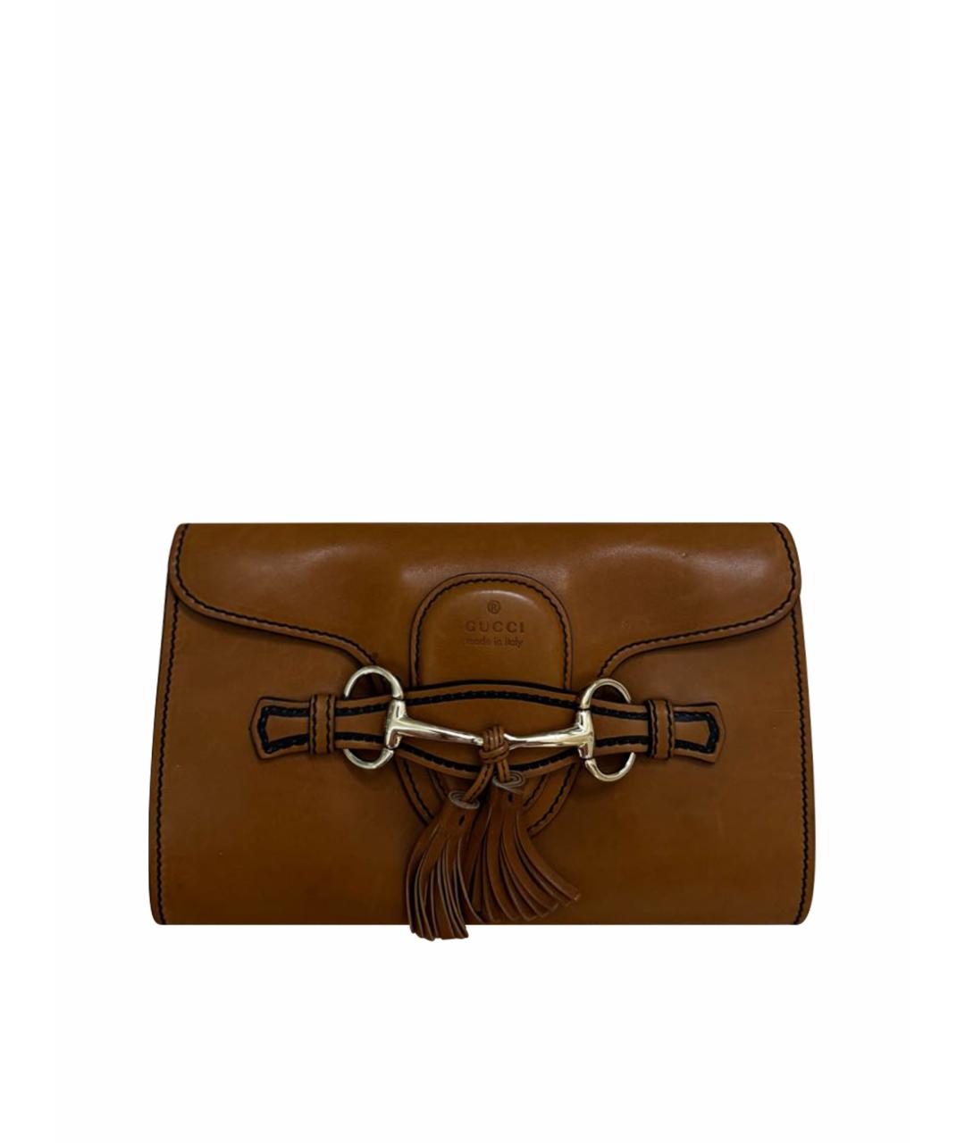 GUCCI Коричневая кожаная сумка через плечо, фото 1
