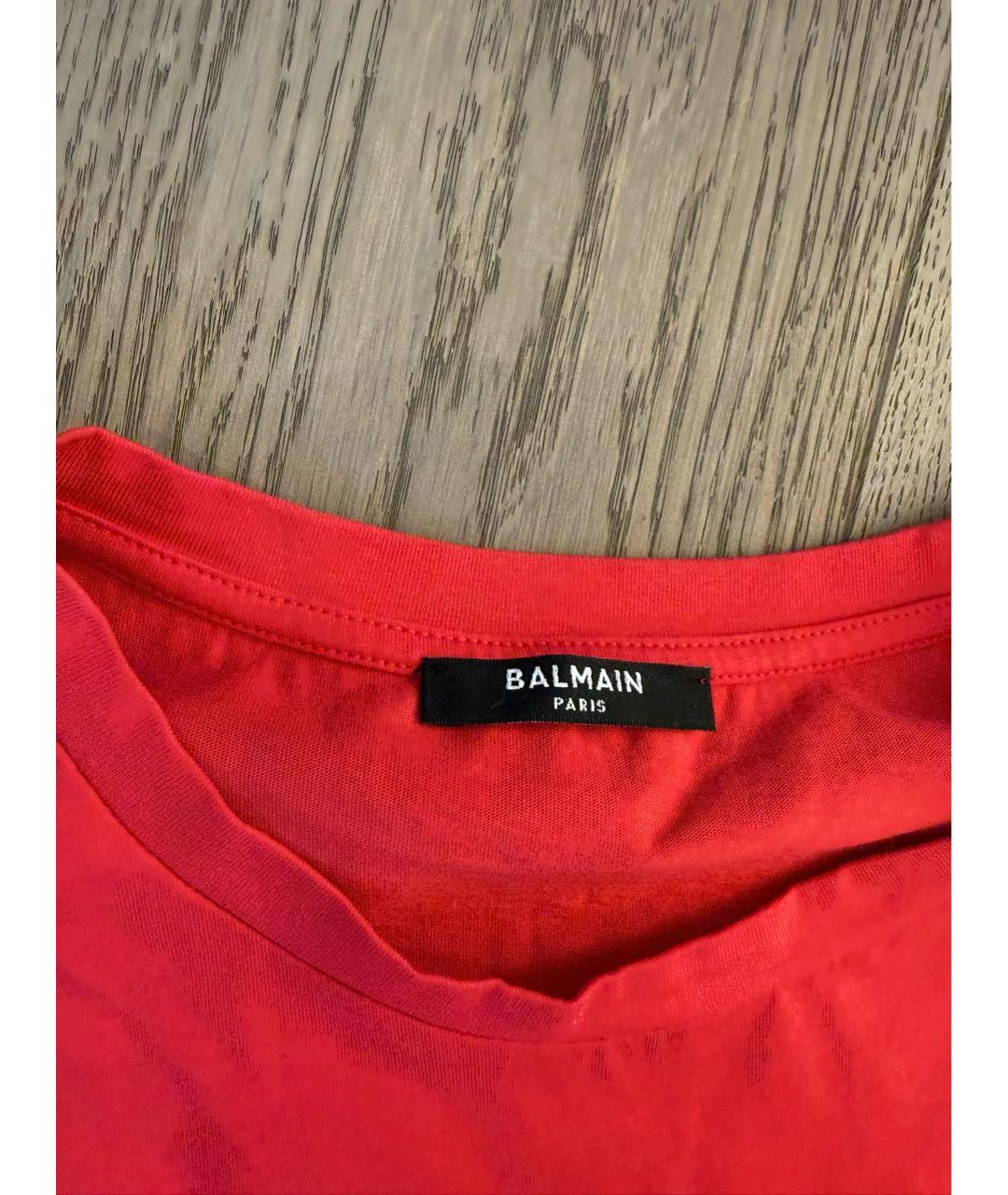 BALMAIN Красная хлопковая футболка, фото 3