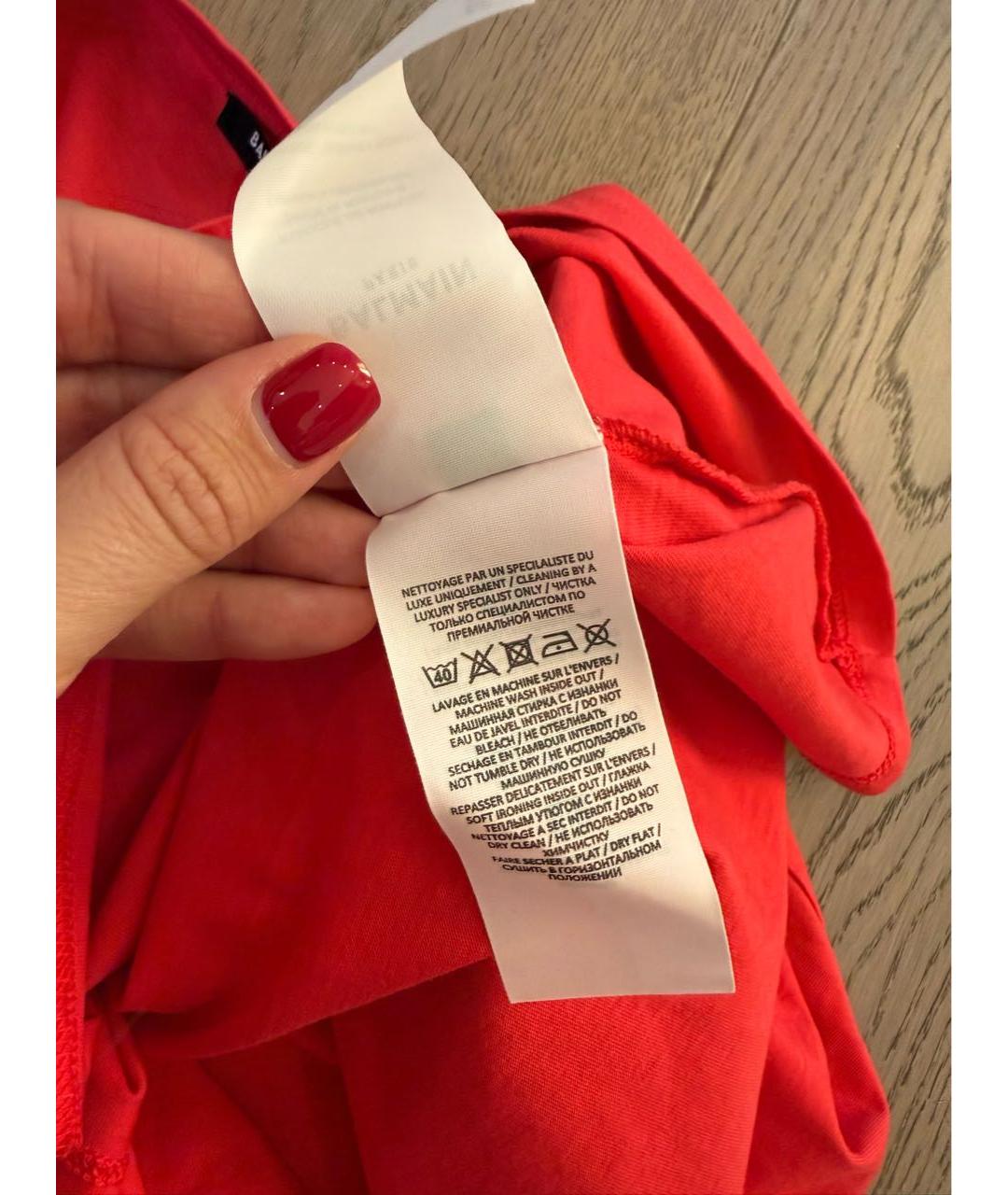 BALMAIN Красная хлопковая футболка, фото 5