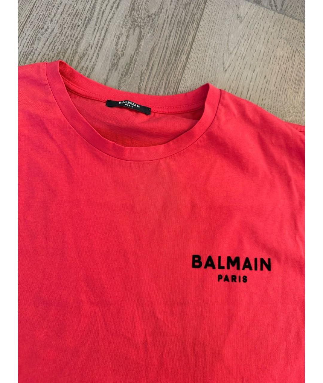 BALMAIN Красная хлопковая футболка, фото 2