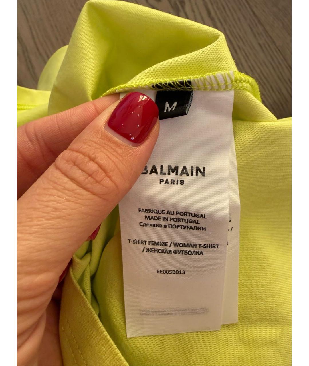 BALMAIN Желтая хлопковая майка, фото 3