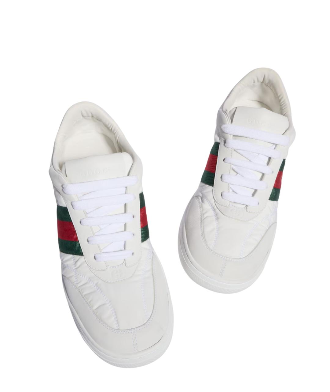 GUCCI Белые текстильные низкие кроссовки / кеды, фото 2