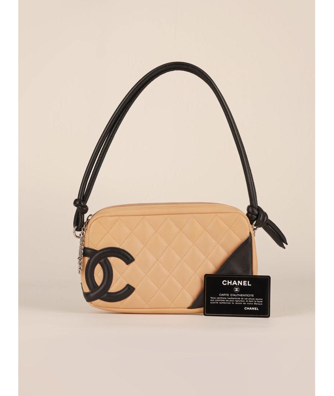CHANEL Бежевая кожаная сумка с короткими ручками, фото 2