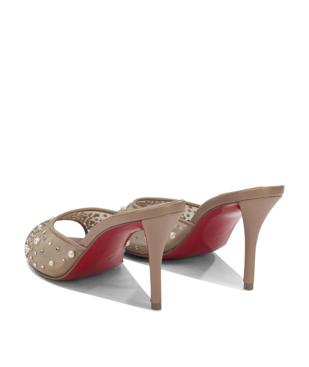CHRISTIAN LOUBOUTIN Бежевые кожаные мюли, фото 4