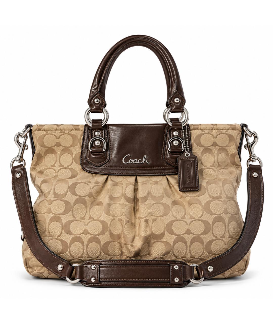 COACH Бежевая жаккардовая сумка тоут, фото 10