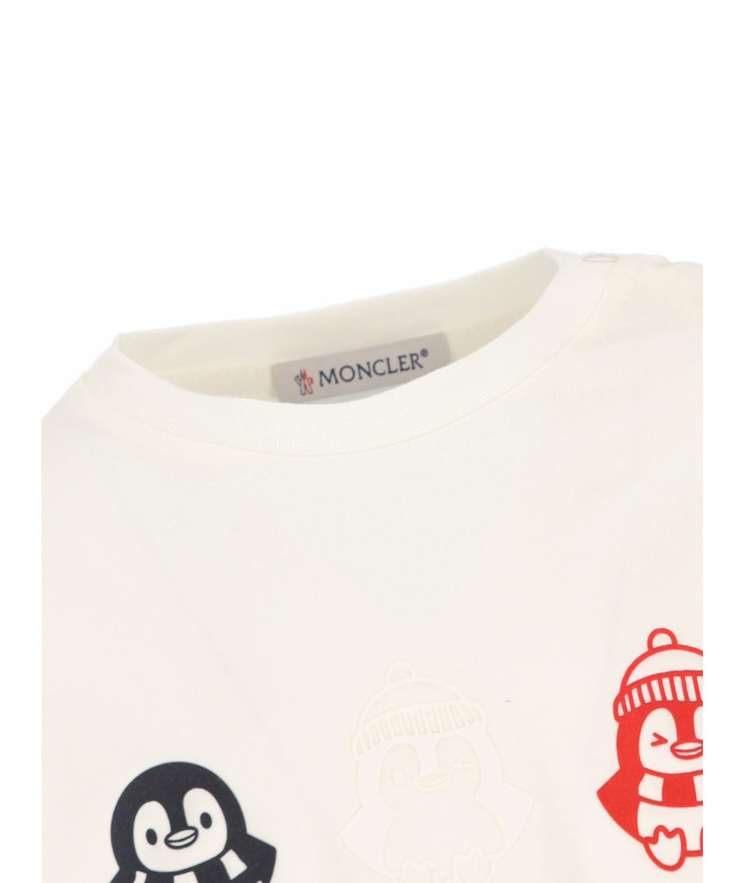 MONCLER KIDS Бежевая хлопковая детская футболка, фото 3