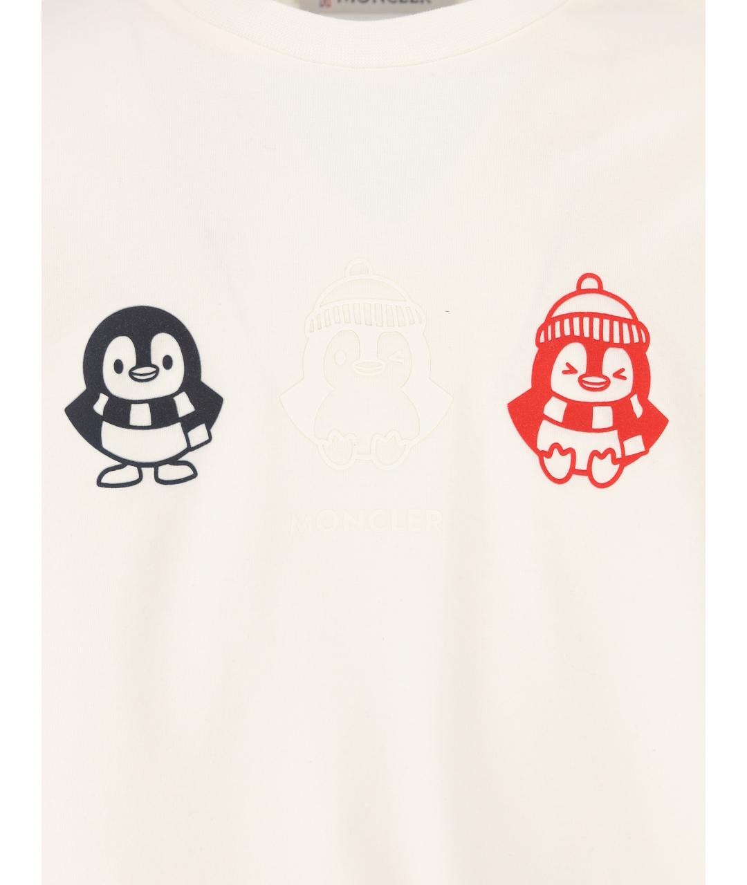 MONCLER KIDS Бежевая хлопковая детская футболка, фото 4