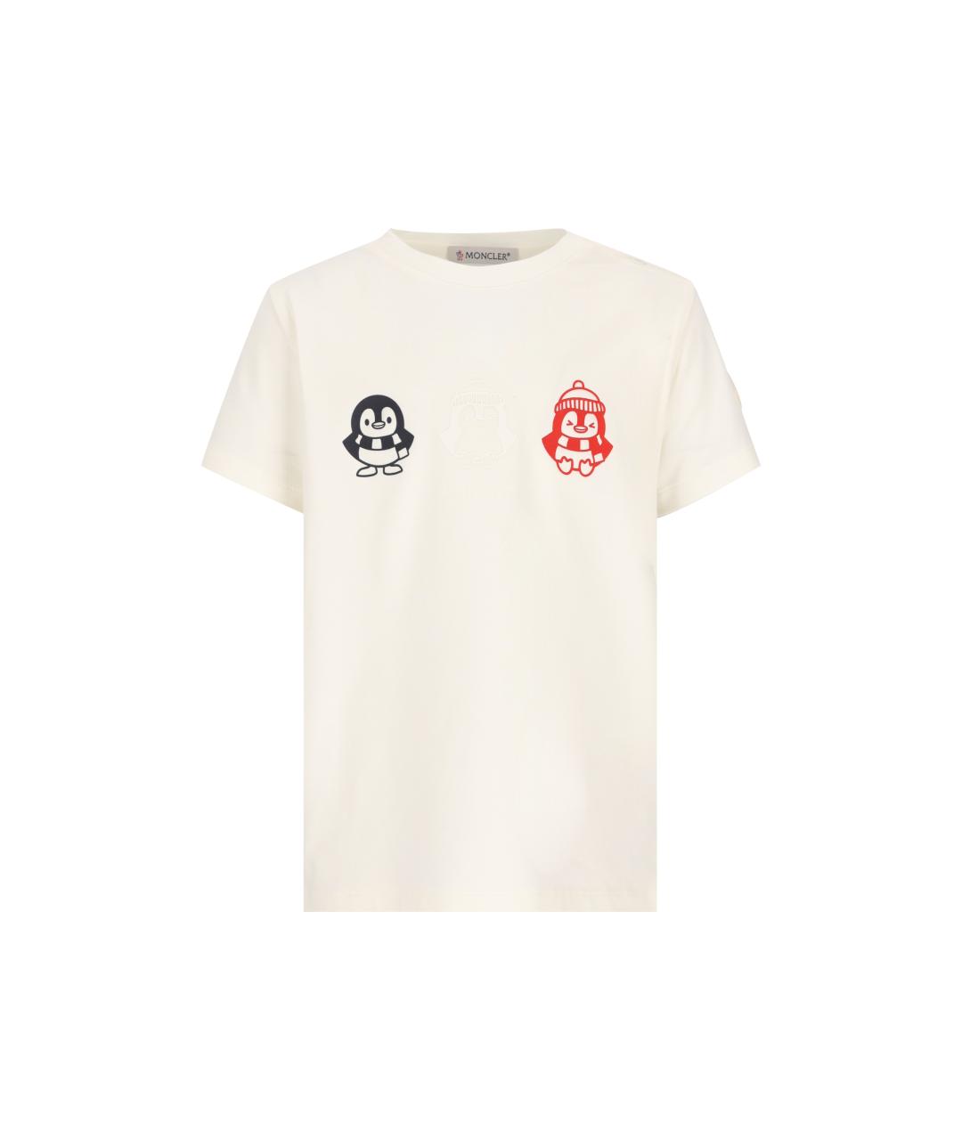 MONCLER KIDS Бежевая хлопковая детская футболка, фото 5