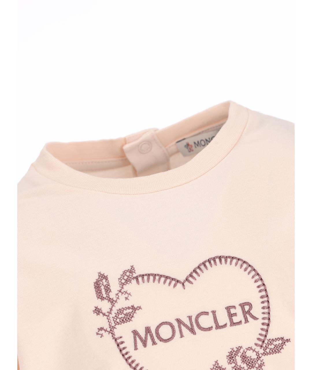 MONCLER KIDS Розовый хлопковый футболка / топ, фото 3