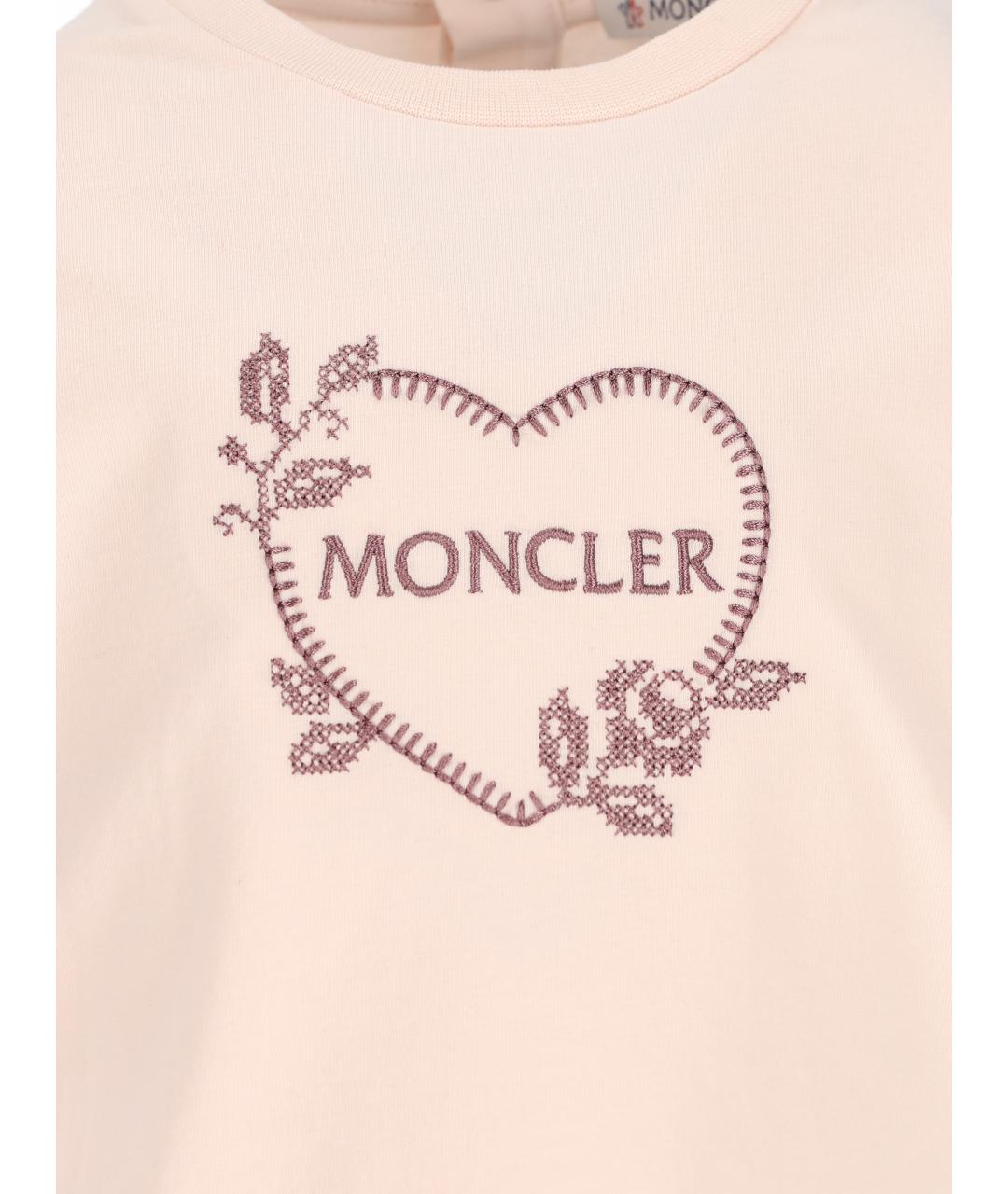 MONCLER KIDS Розовый хлопковый футболка / топ, фото 4