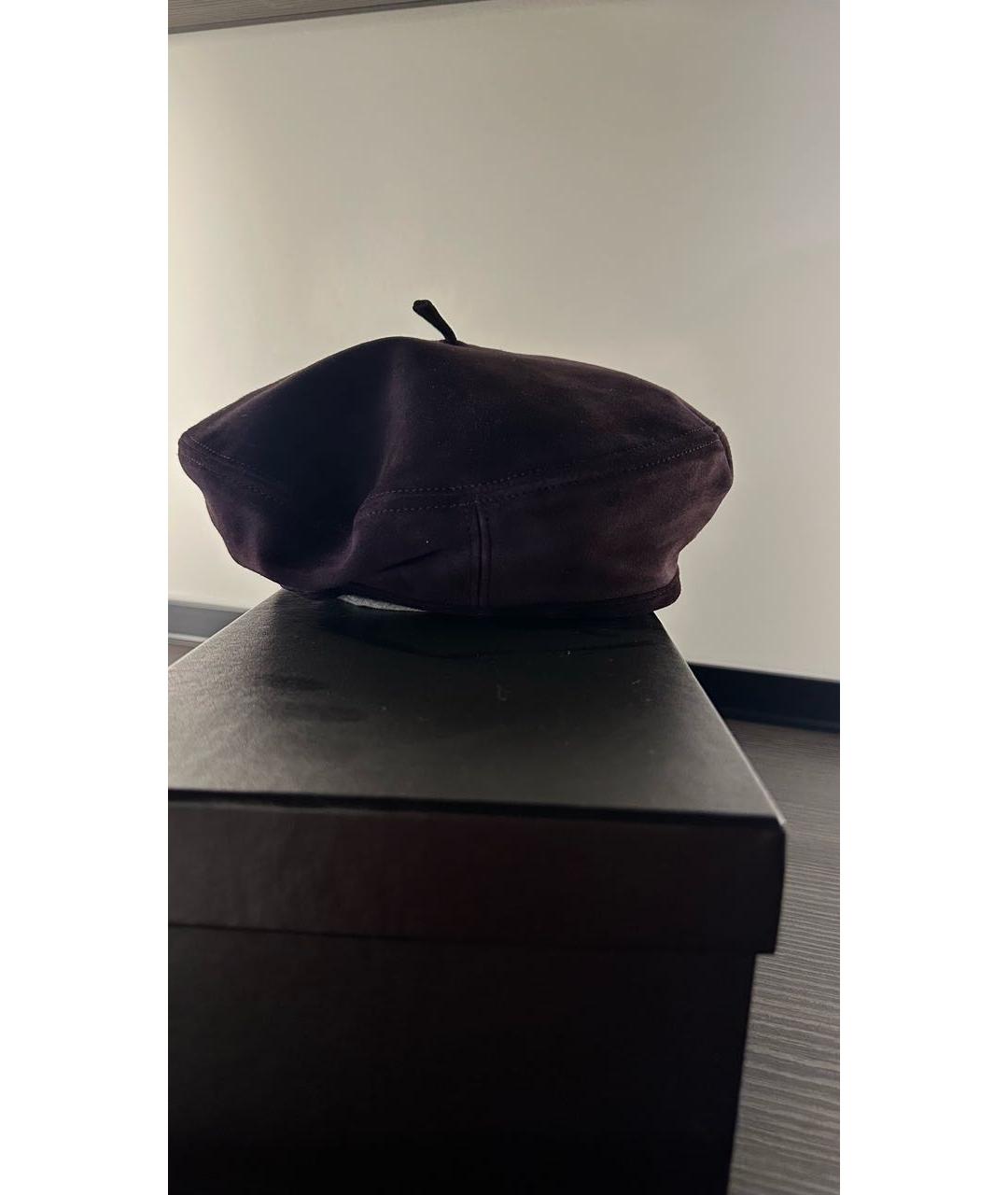 LORO PIANA Фиолетовая кожаная кепка, фото 8