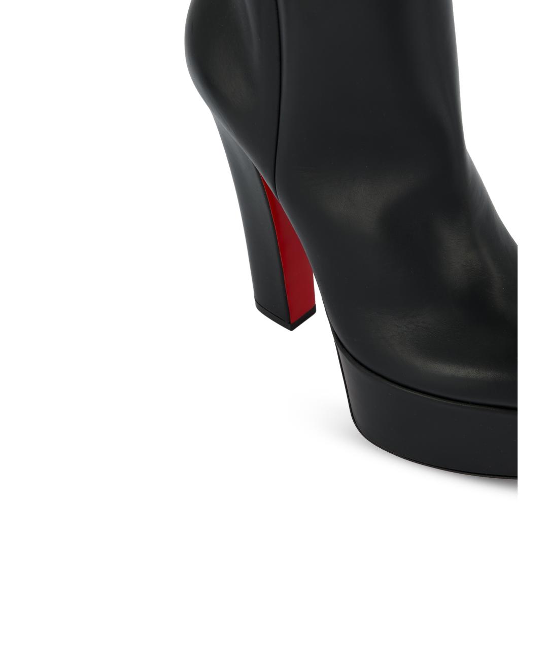 CHRISTIAN LOUBOUTIN Черные кожаные сапоги, фото 4