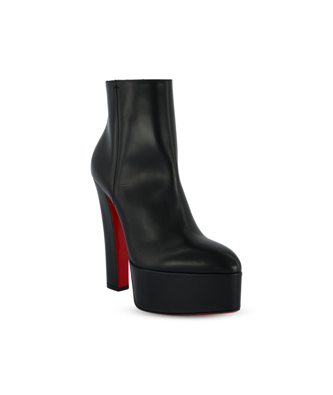CHRISTIAN LOUBOUTIN Черные кожаные сапоги, фото 2