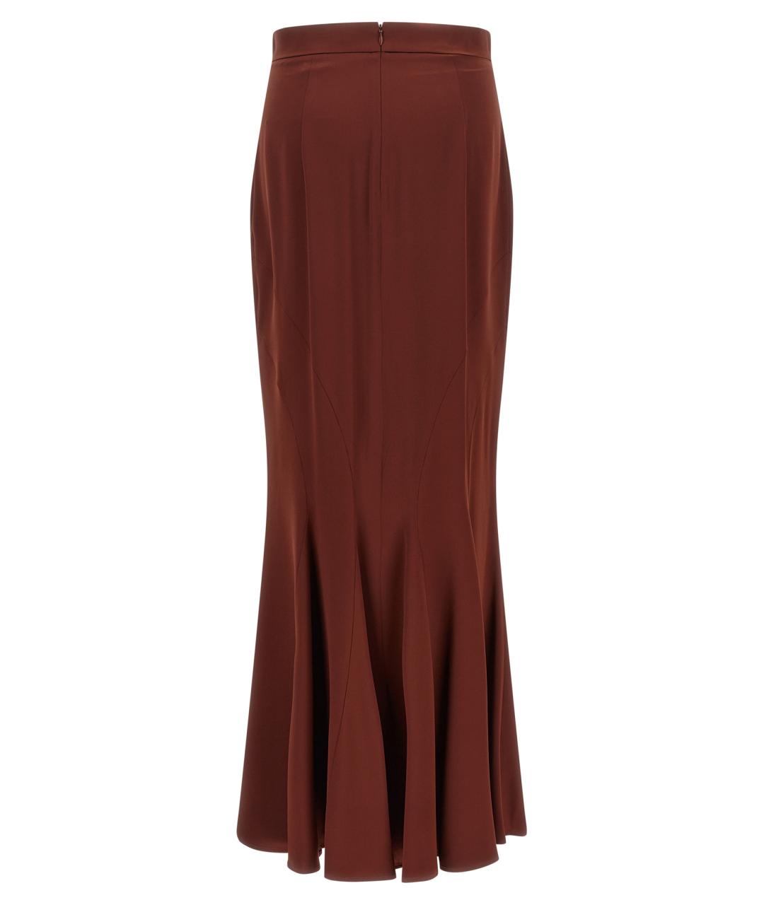 MAX MARA Коричневая шелковая юбка макси, фото 2