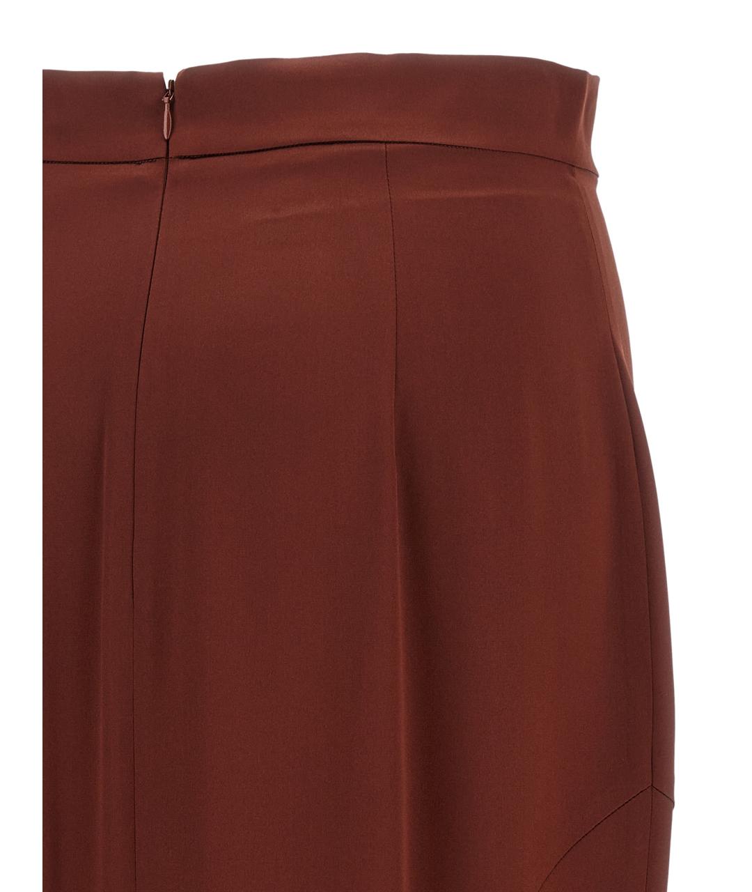 MAX MARA Коричневая шелковая юбка макси, фото 4