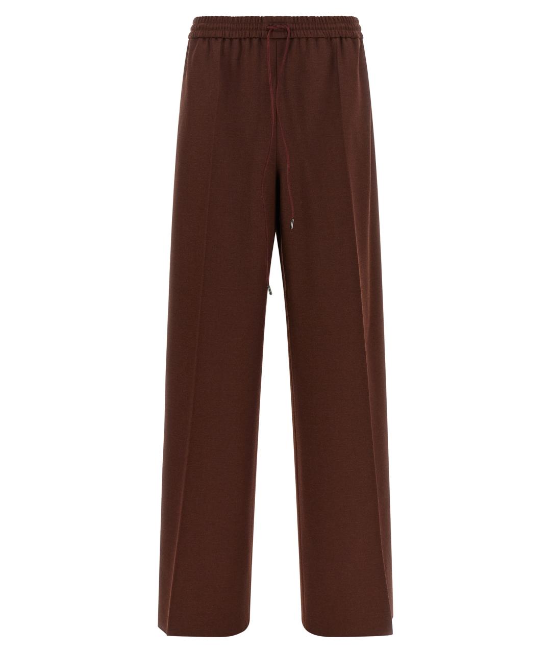 MAX MARA Коричневые шерстяные прямые брюки, фото 1