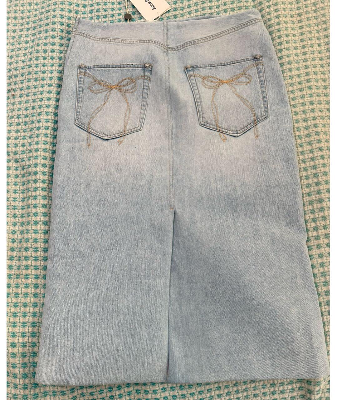 ACNE STUDIOS Голубая хлопковая юбка миди, фото 6