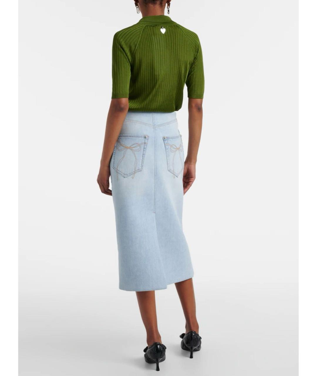ACNE STUDIOS Голубая хлопковая юбка миди, фото 8