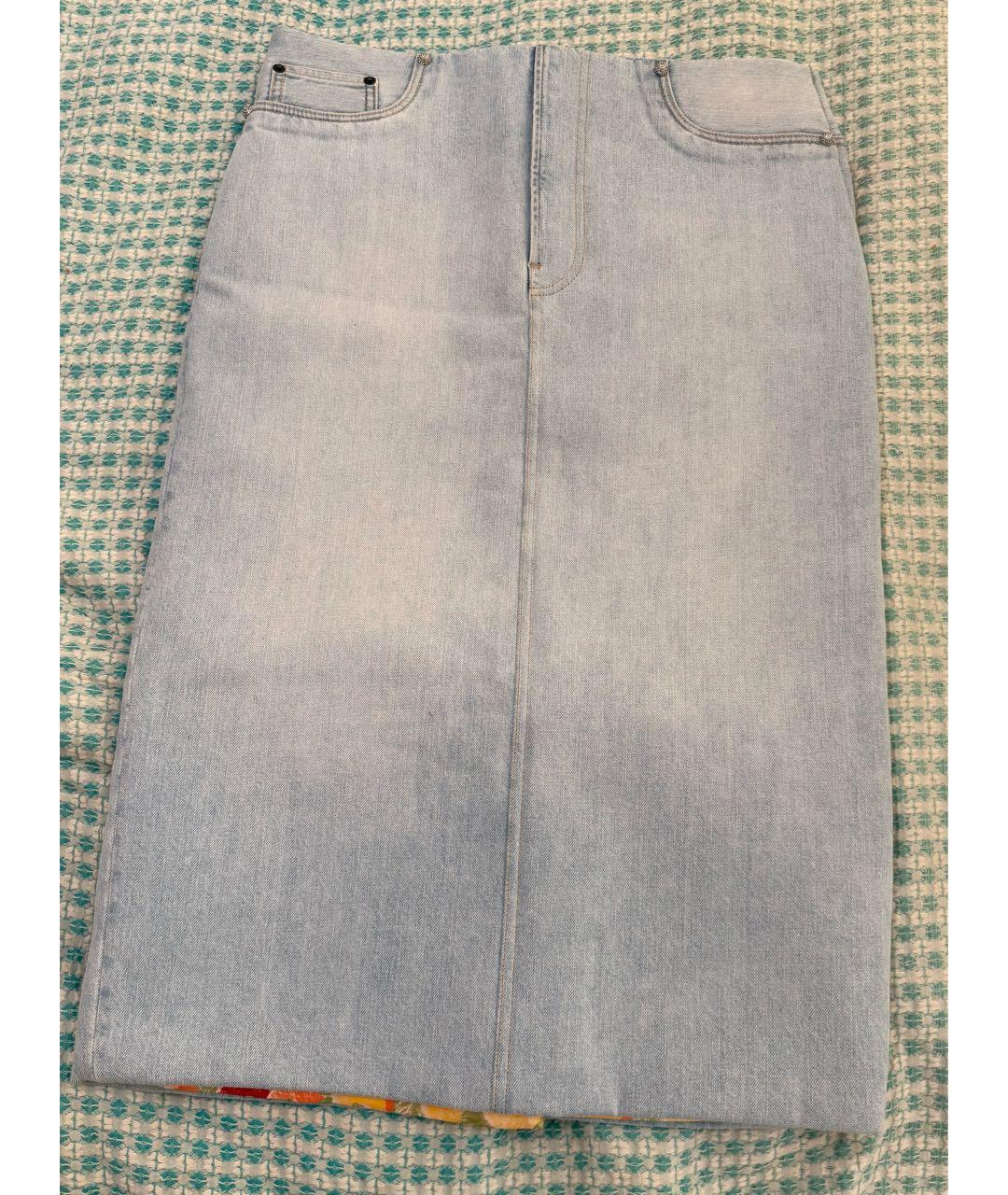 ACNE STUDIOS Голубая хлопковая юбка миди, фото 2