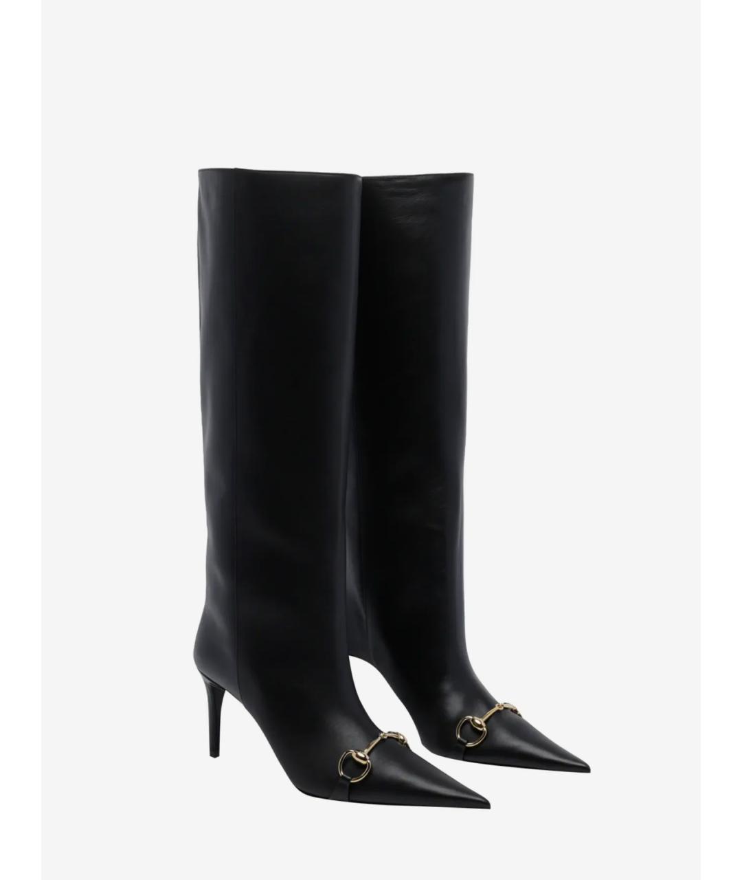 GUCCI Черные кожаные сапоги, фото 2