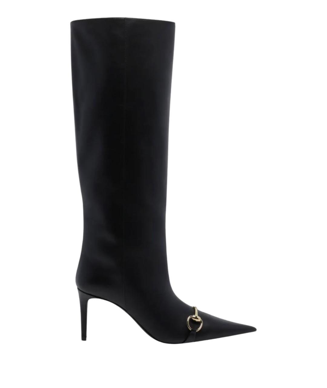 GUCCI Черные кожаные сапоги, фото 1