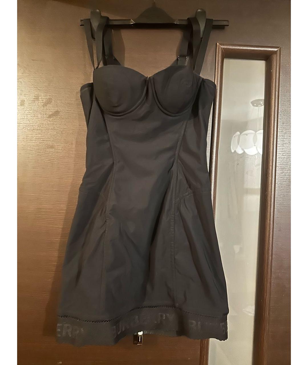 BURBERRY Черное полиэстеровое коктейльное платье, фото 4