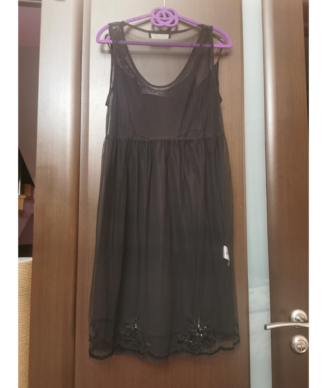 TWIN-SET Черное вискозное коктейльное платье, фото 2
