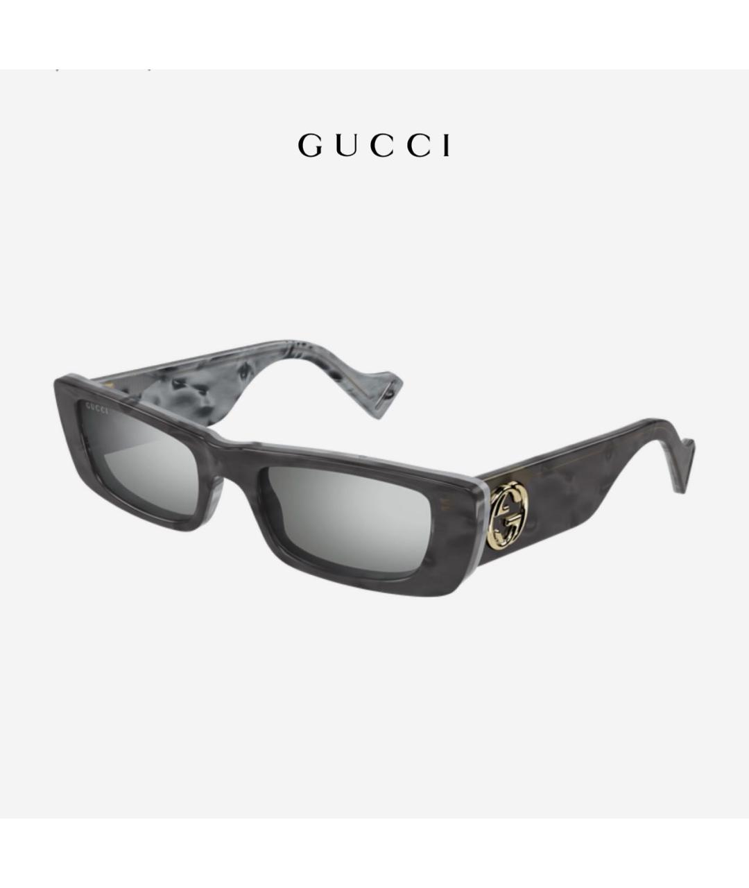 GUCCI Серые пластиковые солнцезащитные очки, фото 6