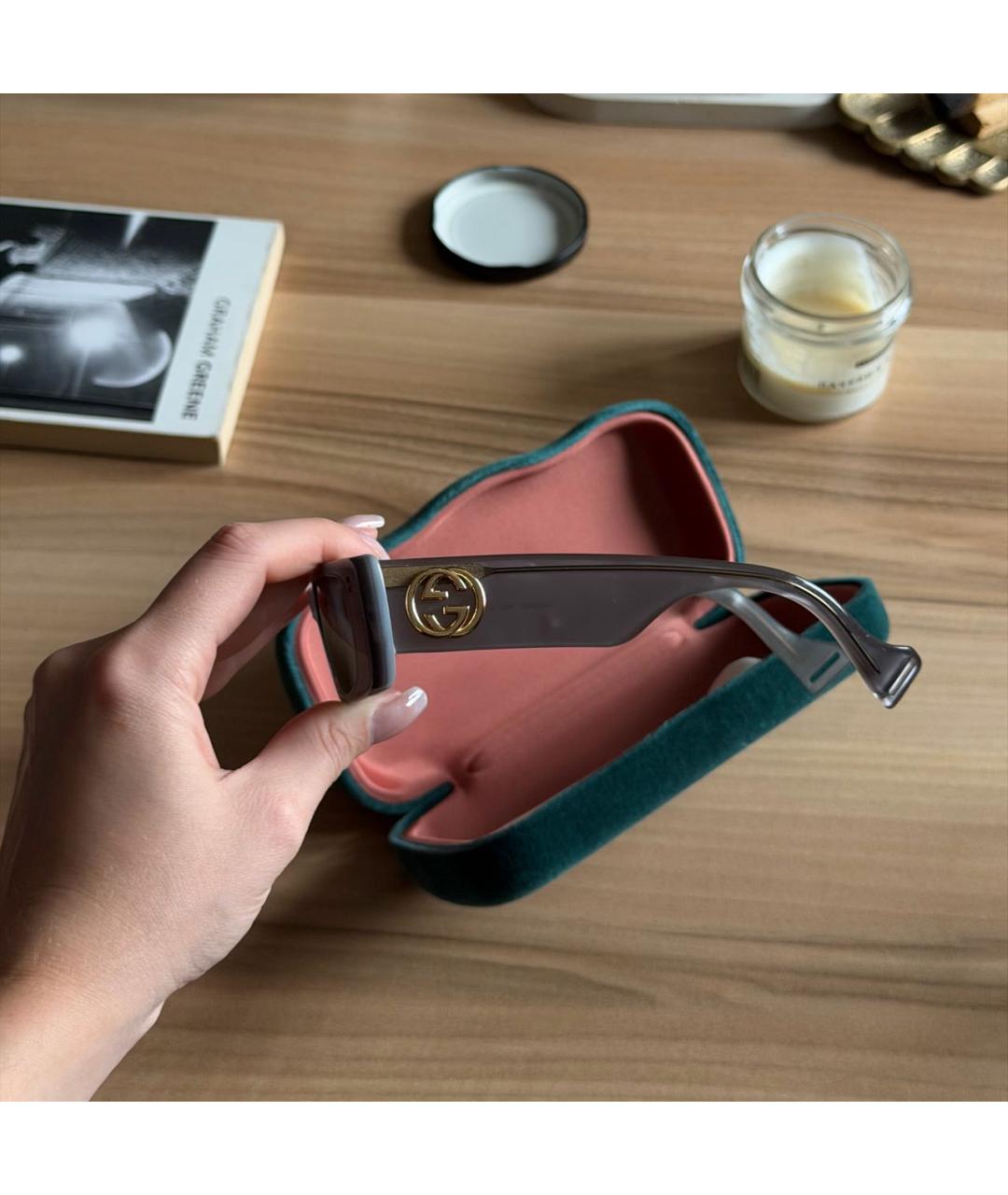 GUCCI Серые пластиковые солнцезащитные очки, фото 4