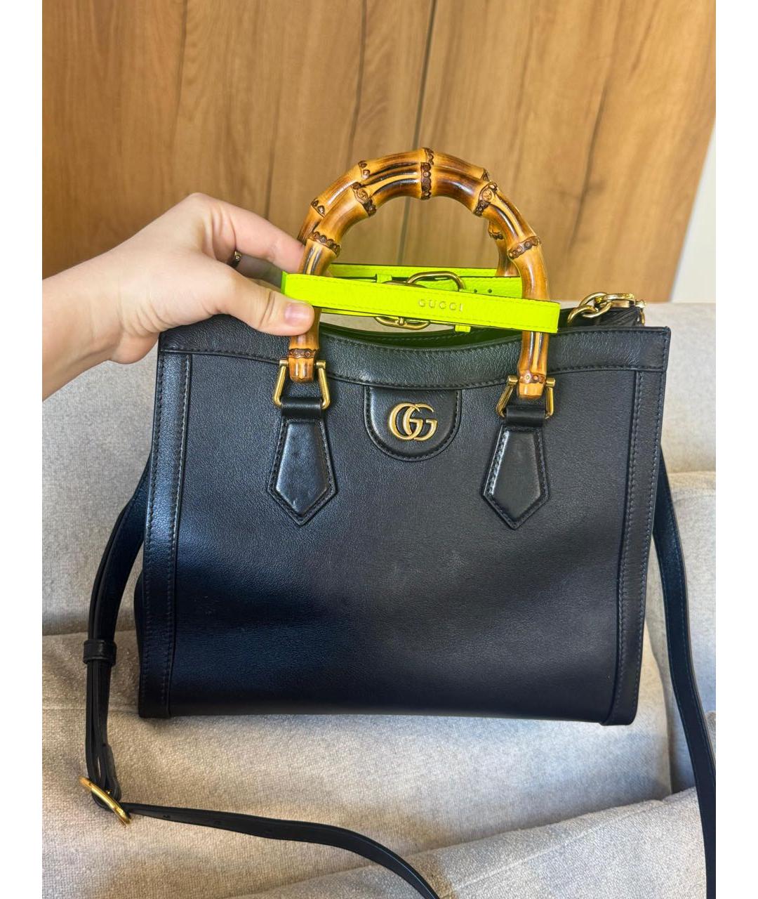 GUCCI Черная кожаная сумка тоут, фото 4