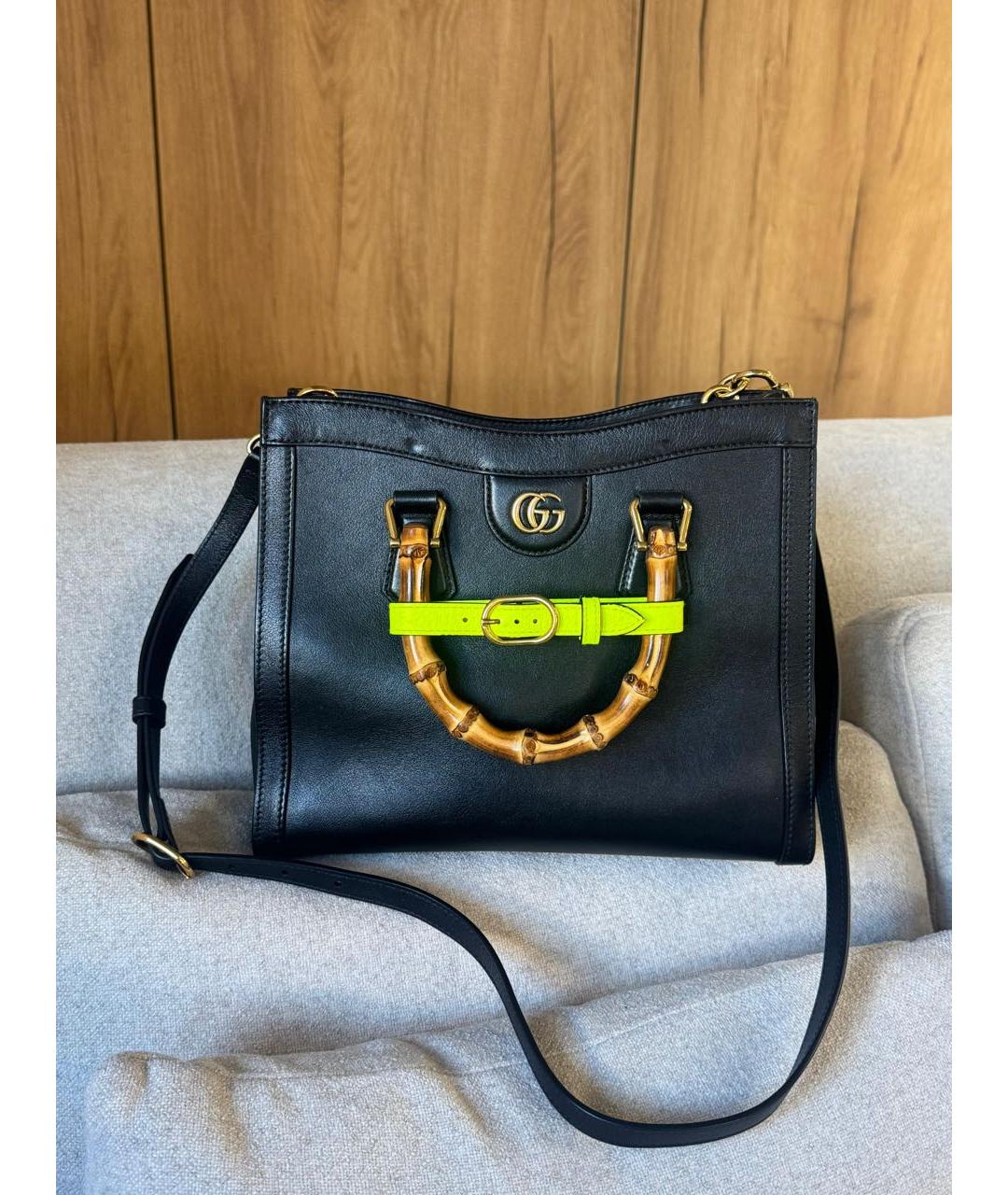 GUCCI Черная кожаная сумка тоут, фото 2