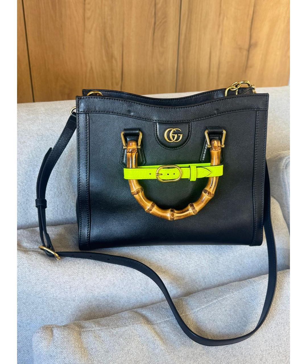 GUCCI Черная кожаная сумка тоут, фото 3
