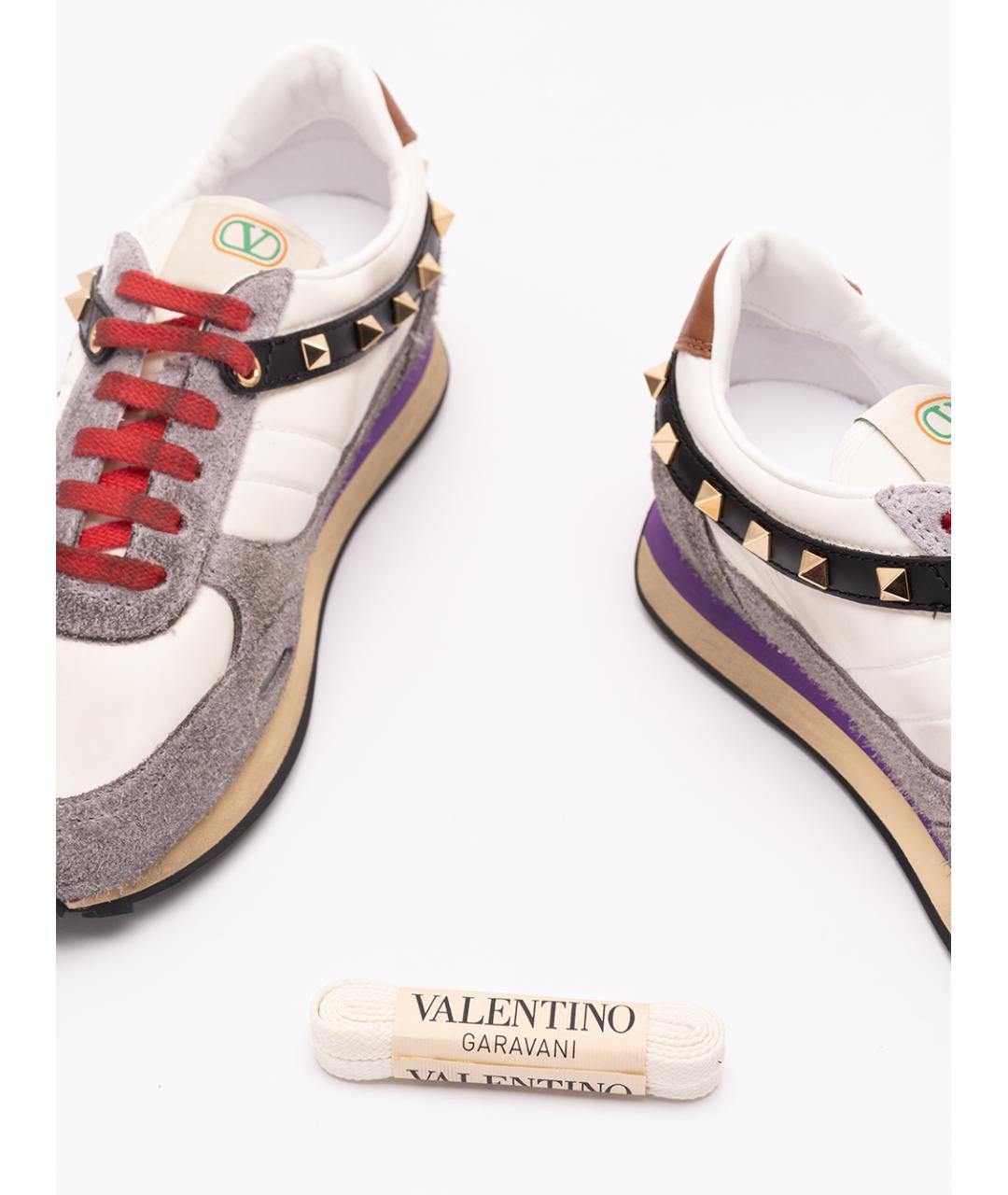 VALENTINO Серые кожаные кроссовки, фото 5