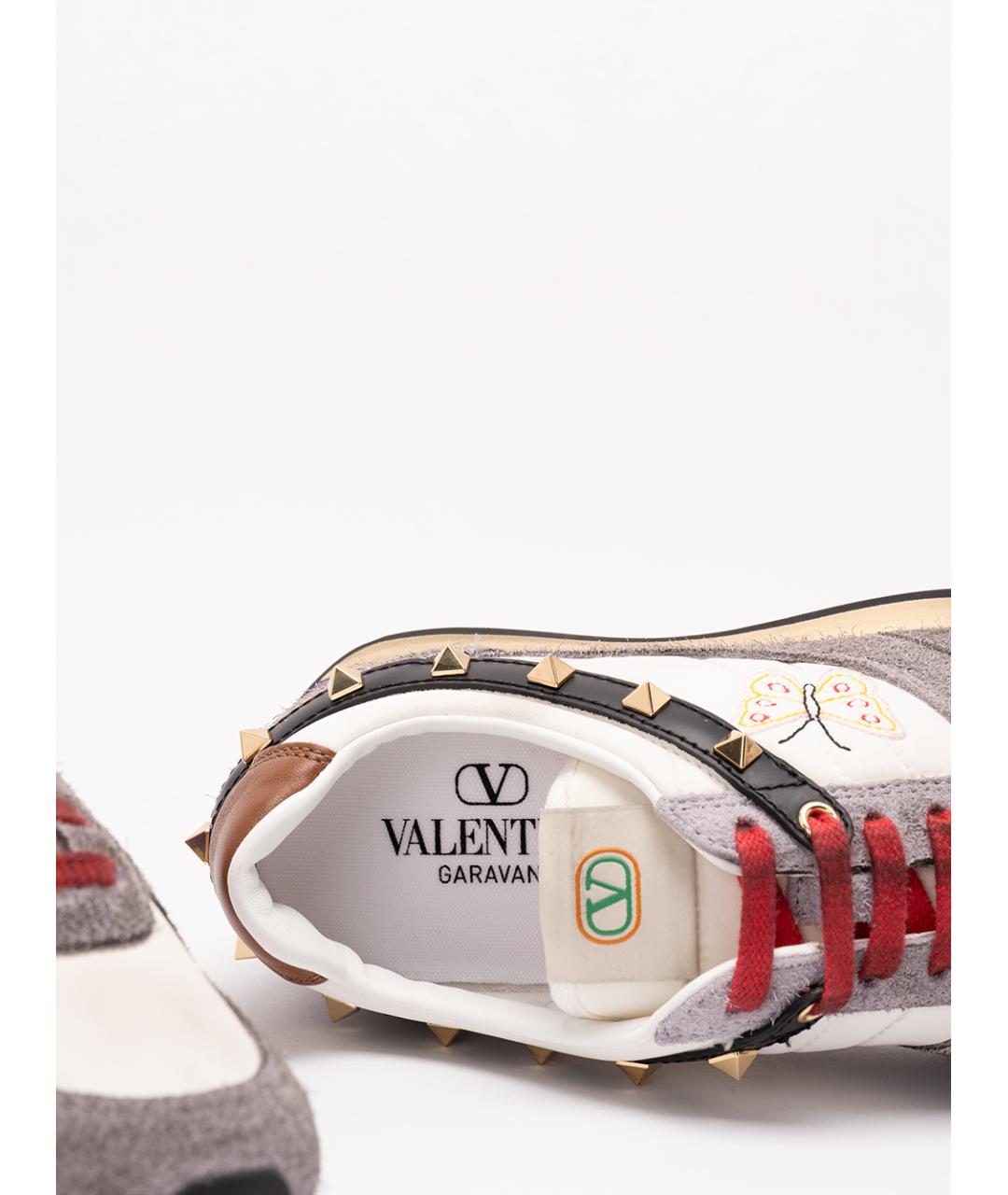 VALENTINO Серые кожаные кроссовки, фото 6