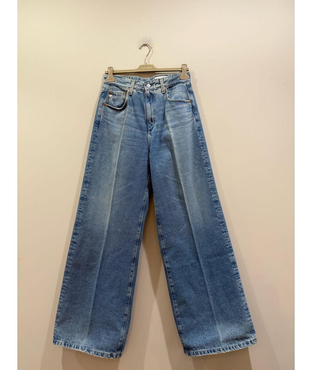 AG JEANS Синие хлопковые прямые джинсы, фото 7