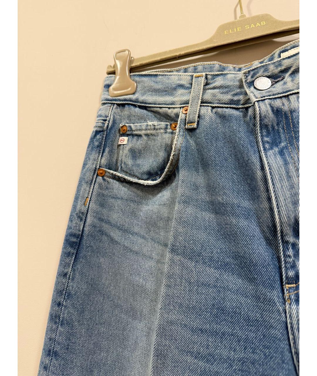 AG JEANS Синие хлопковые прямые джинсы, фото 3
