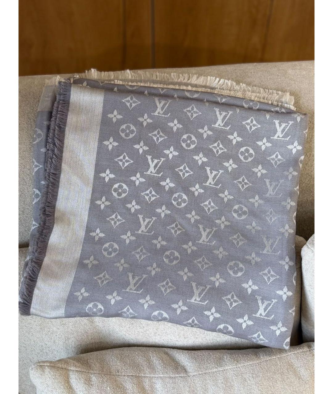 LOUIS VUITTON Серый платок, фото 3