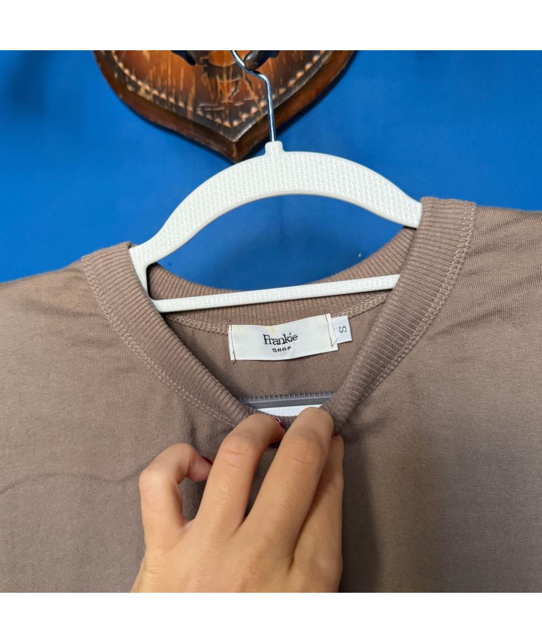 THE FRANKIE SHOP Бежевая хлопковая футболка, фото 3