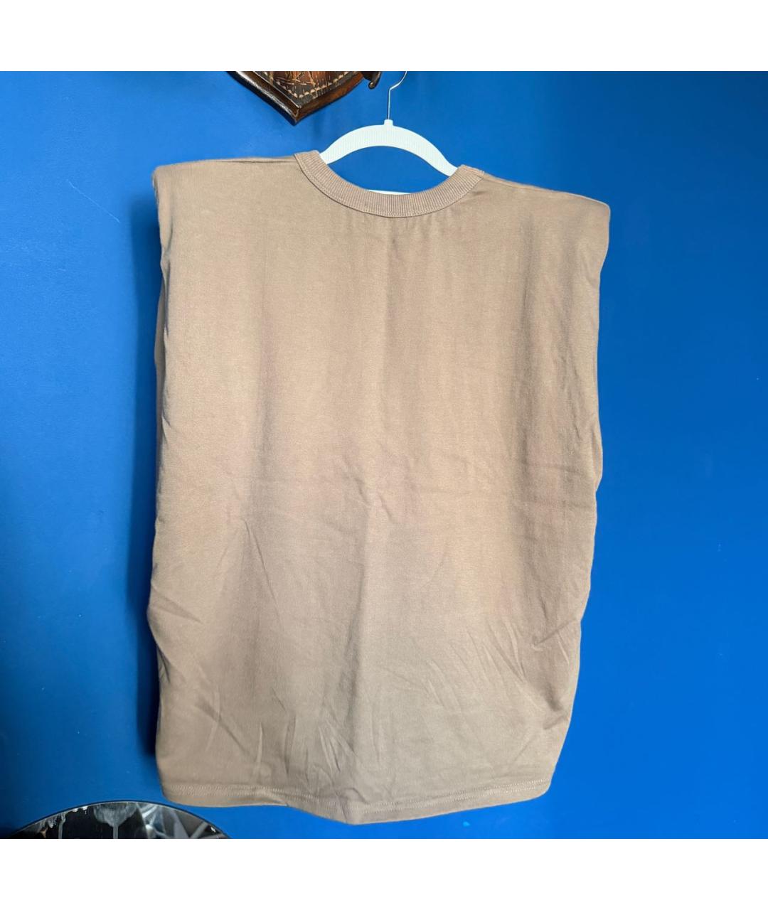 THE FRANKIE SHOP Бежевая хлопковая футболка, фото 5