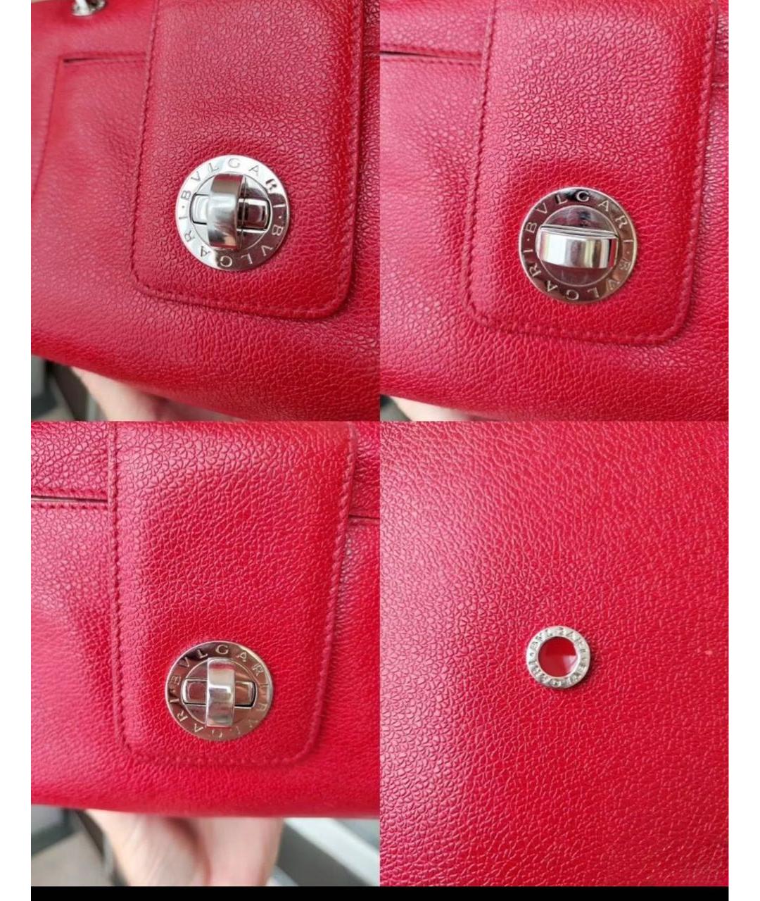 BVLGARI Красная кожаная сумка с короткими ручками, фото 6
