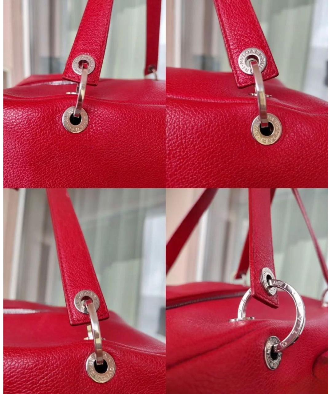BVLGARI Красная кожаная сумка с короткими ручками, фото 8