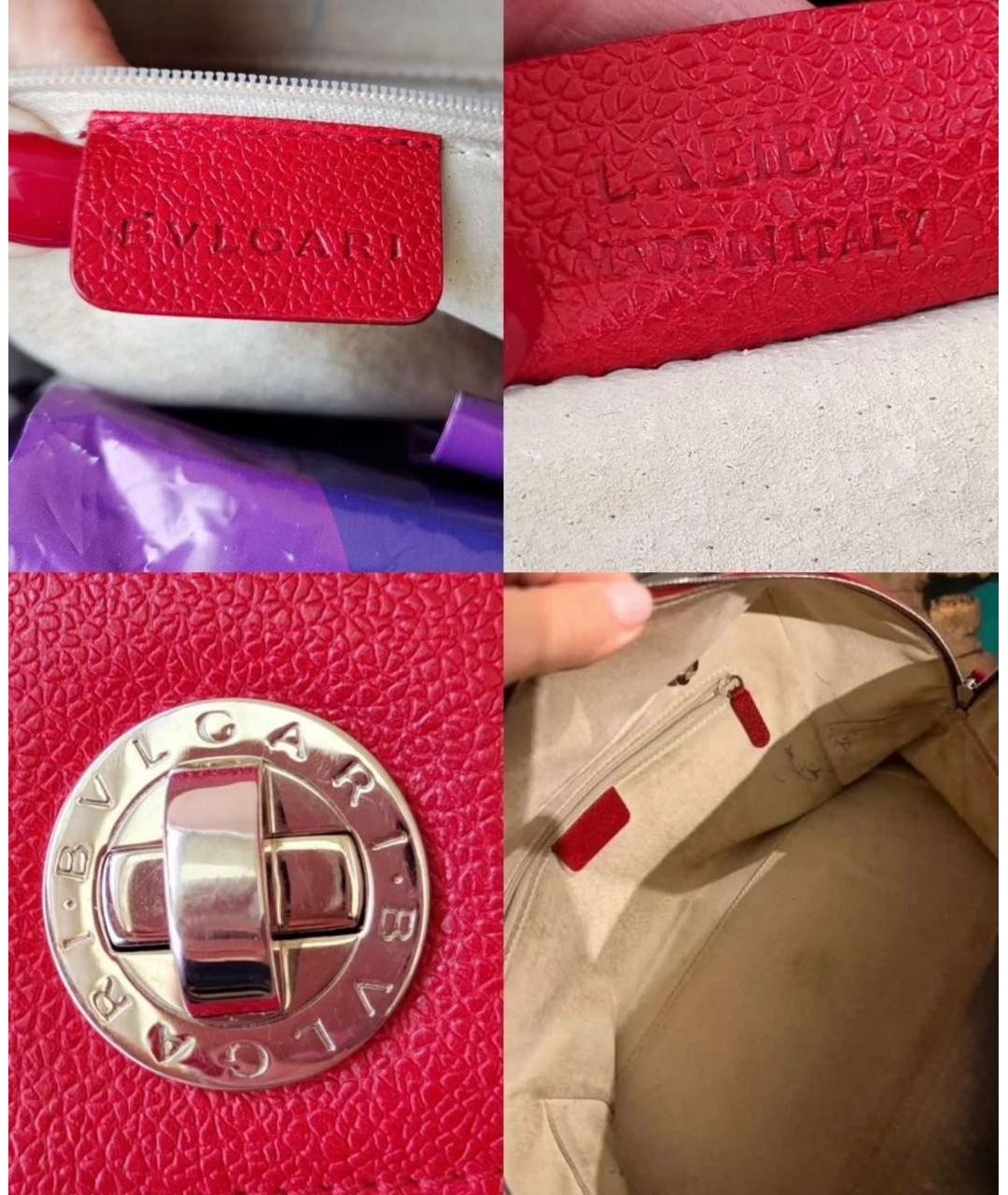 BVLGARI Красная кожаная сумка с короткими ручками, фото 7