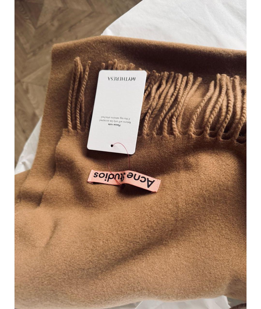 ACNE STUDIOS Коричневый кашемировый шарф, фото 2