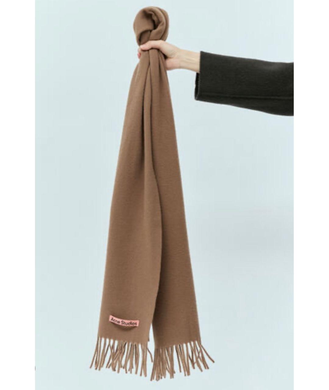 ACNE STUDIOS Коричневый кашемировый шарф, фото 9