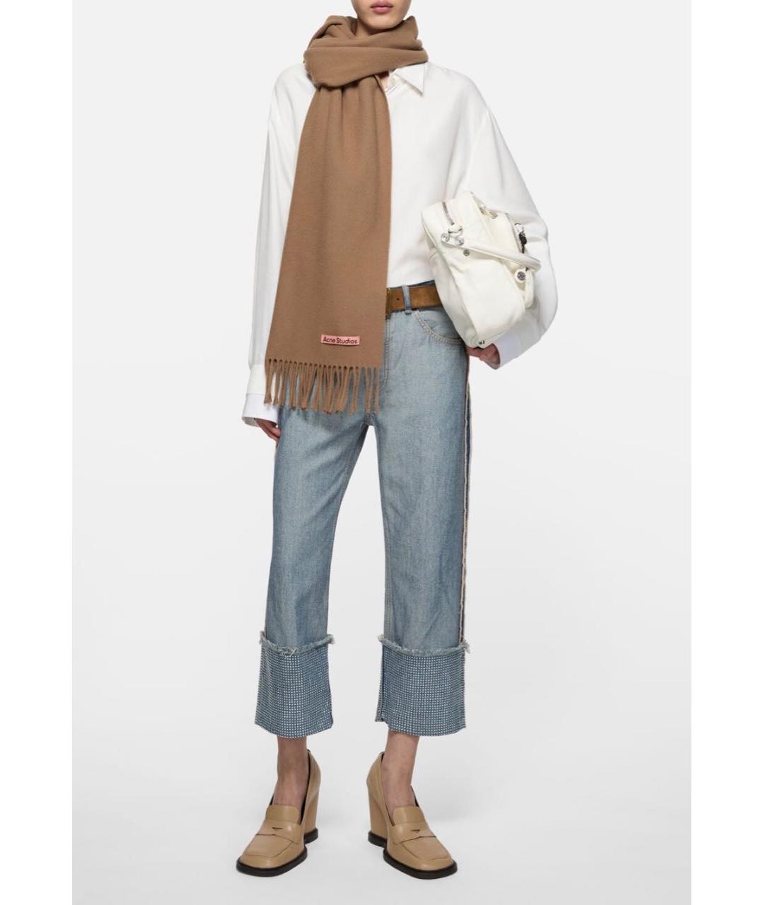 ACNE STUDIOS Коричневый кашемировый шарф, фото 6
