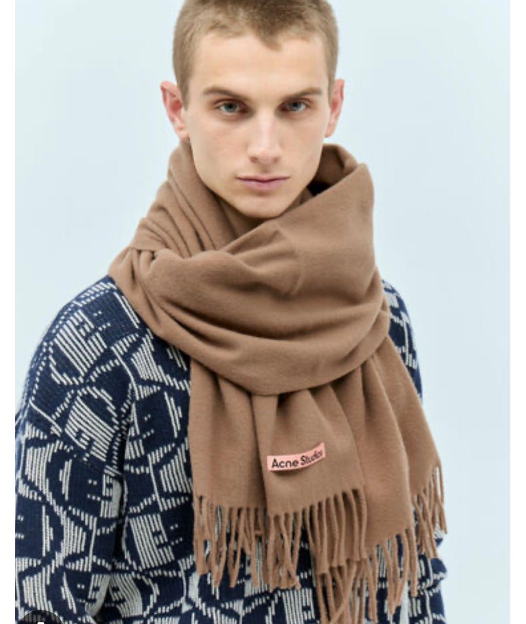 ACNE STUDIOS Коричневый кашемировый шарф, фото 7