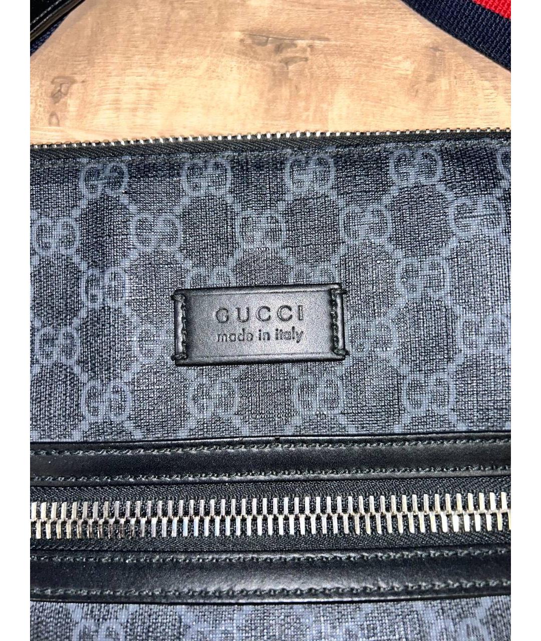 GUCCI Черная кожаная барсетка, фото 3